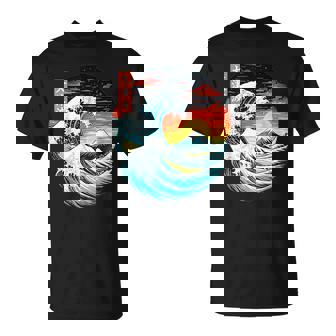 Gran Ola Monte Fuji Puesta Delol Paisaje Camiseta unisex - Regaloses