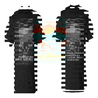 Great Smoky Mountains Bear Nature Retro Sunset T-Shirt - Thegiftio
