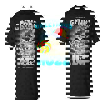 Greetings Huzz Cat & Meme Cute Cat Silly Cats T-Shirt | Mazezy