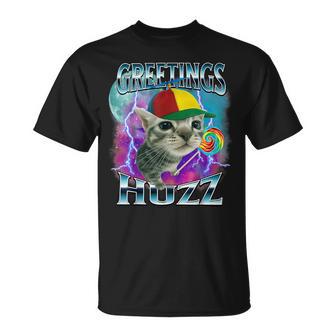 Greetings Huzz Cat Meme Lovers Silly Cats Brainrot T-Shirt - Monsterry