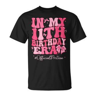 Groovy In My 11Th Birthday Era Coquette Bow Birthday Girl T-Shirt - Thegiftio UK