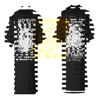 Groovy I Wear Gold For Childhood Cancer Awareness Ribbon T-Shirt | Seseable CA