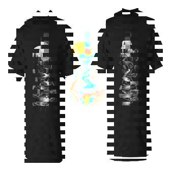 Guitar Lake Reflections Forest Pine Tree Moon Camp Guitarist T-Shirt - Thegiftio