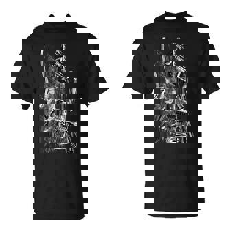 Guitarra Eléctrica Blanco Y Negro Diseño Arte Rock Blues Metal Camiseta unisex - Regaloses