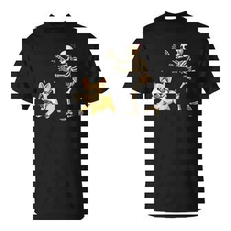 Halloween Dog Skeleton Chasing French Bulldog T-Shirt | Seseable UK