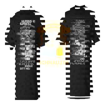 Happiness Is An Old Man With A Beerchnauzeritting Near Near Tシャツ - Kawaiitshirt