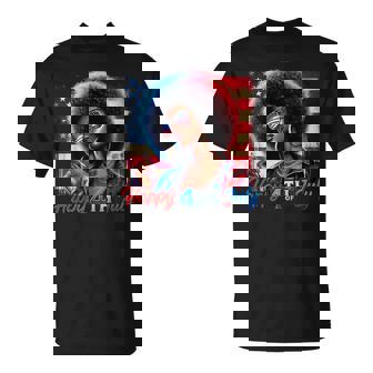 Happy 4Th Of July Black Girl Us Flag Melanin Afro African T-Shirt | Mazezy