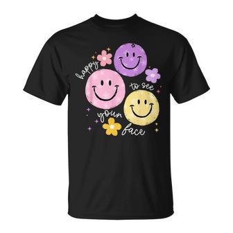 Happy To See Your Face Teacher Flower Back To School T-Shirt - Thegiftio UK