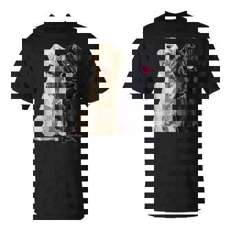 Happy Two Labradors ゴールデンブラック ラボレトリバー Mom Dad Tシャツ - Kawaiitshirt