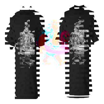 Hawaiian Bigfoot Sasquatch Pink Flamingo Pool Party Summer T-Shirt - Thegiftio