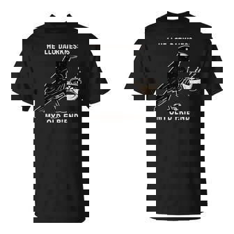 Hello Darkness My Old Friend Crow Coffee Spooky Halloween T-Shirt - Thegiftio