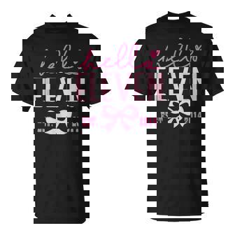 Hello Eleven Est 2014 Pink Coquette Happy 11Th Birthday Girl T-Shirt | Mazezy