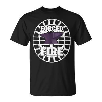 Hombre Forjado En El Fuego Divertido Herrero Forja Gráfico In Mangas Camiseta unisex - Regaloses