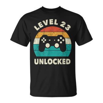 Hombre Nivel 23 Desbloqueado –Intage 23 Cumpleaños Gamer Gaming Retro Camiseta unisex - Regaloses