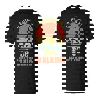 I'd Rather Be Dog Walking レトロ ラブドッグウォーカー Tシャツ - Kawaiitshirt