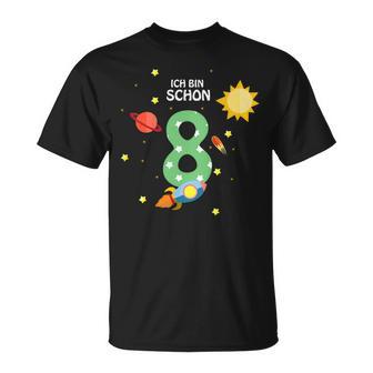 Ich Binchon 8 Rakete 8 Geburtstag Kinder Weltraum T-Shirt - Geschenkecke