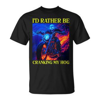I'd Rather Be Cranking My Hog Motorcycle Skeleton T-Shirt - Thegiftio UK