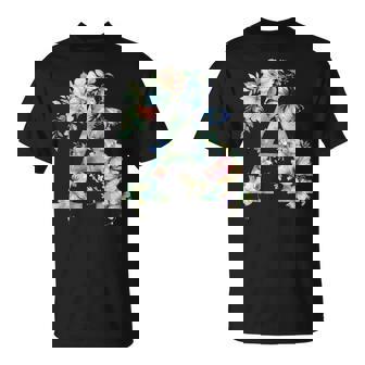 Idée-Cadeau Personnalisé Lettre A En Fleurs Et Papillons T-Shirt - Cadeauxyz