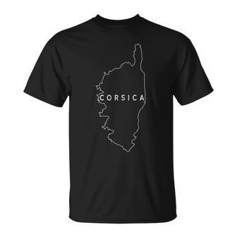 Île De Corse Par Écrit Et Carte Corsica T-Shirt - Cadeauxyz