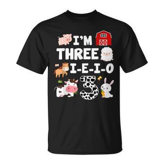 I'm Three I-E-I-O 3 Years Old Farm Animal 3Rd Birthday T-Shirt - Thegiftio UK