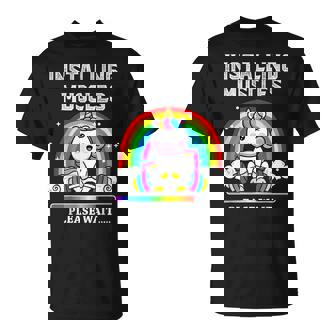 Instalación Del Entrenamiento De Levantamiento De Pesas Muscles Unicorn Rainbow Camiseta unisex - Regaloses