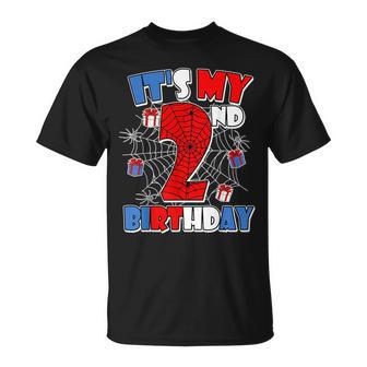 It's My 2Nd Birthday Spider Theme Party Boy Birthday T-Shirt - Monsterry