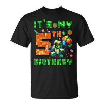 It's My 5Th Birthday Pixel Number Video Game Gamer T-Shirt - Monsterry