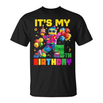 Its My 7Th Seventh Birthday Building Brick 7 Years Old Boys T-Shirt - Thegiftio UK