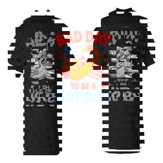 Its A Bad Day To Be A Hot Dog Meme Hotdog Usa Flag T-Shirt | Mazezy