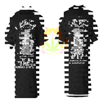 J'aime Le Cannabis Mon Chat Peut-Être 3 Personnes 420 Cannabis T-Shirt - Cadeauxyz