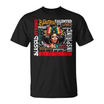Junenth Afro Woman Independent Proud Blessed Queen T-Shirt - Thegiftio UK