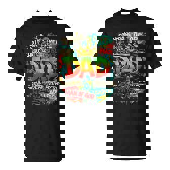 Junenth Dad Black Father Father's Day Strong Dope Black T-Shirt | Mazezy