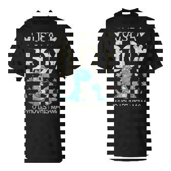 Just A Boy Who Loves His Mama Mommy And Boy Matching T-Shirt | Mazezy