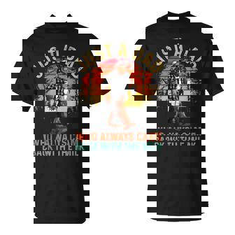 Just A Dad Who Always Came Back With The Milk Bigfoot Dad T-Shirt | Mazezy