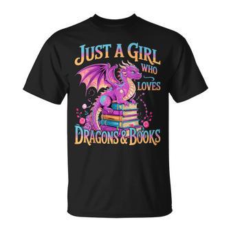 Just A Girl Who Loves Dragons And Books Dragon Reading T-Shirt - Thegiftio UK