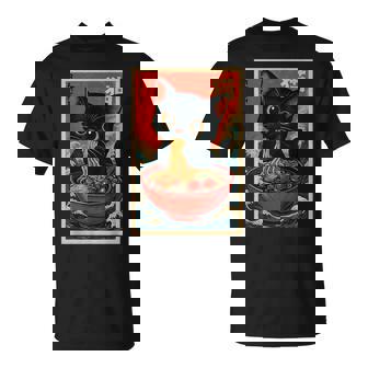 Kawaii Anime Cat Ramen Japanese Graphic Ns T-Shirt | Mazezy