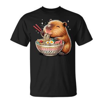 Kawaii Capybara Eating Japanese Ramen Noodles Capybara T-Shirt - Thegiftio UK