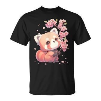 Kawaiiakura Red Panda Mignon Panda Roux Fleur De Cerisier T-Shirt - Cadeauxyz