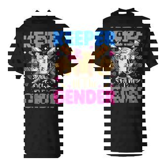 Keeper Of The Gender Baseball Or Bows Gender Reveal Party T-Shirt - Thegiftio UK