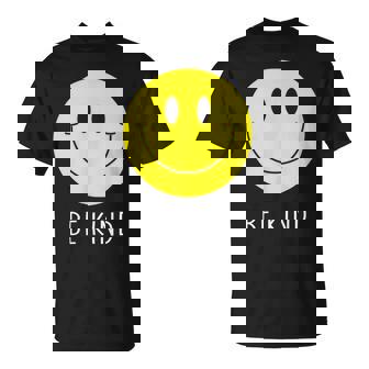 Be Kind かわいい イエロー スマイル フェイス シャツ スマイル フェイス ハピネス Tシャツ - Kawaiitshirt