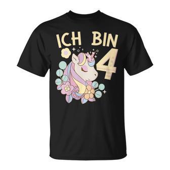 Kinder 4 Geburtstag Einhorn Kindergeburtstag Einhorn Ich Bin 4 T-Shirt - Geschenkecke