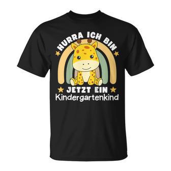Kinder Hurra Ich Bin Jetzt Ein Kindergartenkind Giraffe Kinder T-Shirt - Geschenkecke