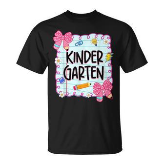Kindergarten Bow Pencil Teacher Student Back To School T-Shirt - Thegiftio UK