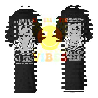 Kindergarten Vibes Retro Groovy Back To School Kindergarten T-Shirt - Monsterry