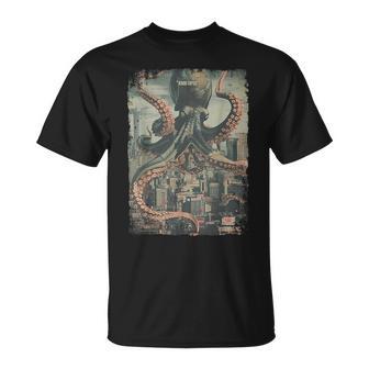 Kraken Del Monstruo Del Pulpo Del Horror Póster Pulpo Camiseta unisex - Regaloses