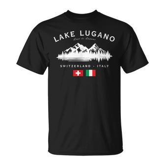 Lago Luganouiza Italia Lago Montañas Bandera Italiana Camiseta unisex - Regaloses