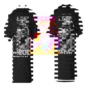 Lecker Bierchen Affe Gorilla Mit Bier Lustiger Biertrinker T-Shirt - Geschenkecke