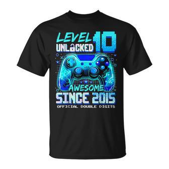 Level 10 Unlocked Awesome Since 2015 10Th Birthday Gaming T-Shirt - Thegiftio UK