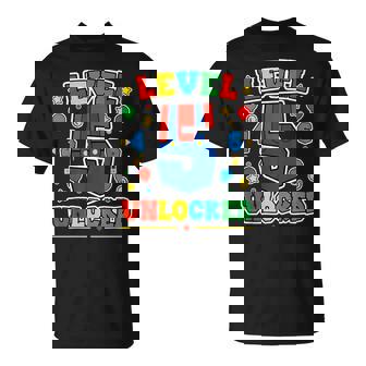 Level 5 Unlocked 5Th Birthday Super Gamer Gaming Theme Party T-Shirt - Thegiftio