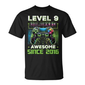 Level 9 Unlocked Video Game 9Th Birthday Gamer Boys Son T-Shirt - Thegiftio UK